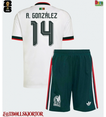 Mexiko Armando Gonzalez #14 Borta Kläder Barn VM 2026 Kortärmad (+ Korta byxor)